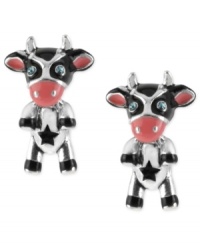 Milk these for all they're worth. This pair of stud earrings from Betsey Johnson is crafted from silver-tone mixed metal with glass crystals and stones, plus pink details for a fun touch. Approximate drop: 3/4 inch. Milk these for all they're worth. This pair of stud earrings from Betsey Johnson is crafted from silver-tone mixed metal with glass crystals and stones, plus pink details for a fun touch. Approximate drop: 3/4 inch.
