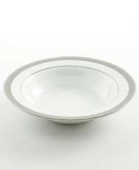 Well-suited for formal occasions, Mikasa's regal Platinum Crown dinnerware and dishes collection trims elegant white fine china with embossed platinum bands. Well-suited for formal occasions, Mikasa's regal Platinum Crown dinnerware and dishes collection trims elegant white fine china with embossed platinum bands.