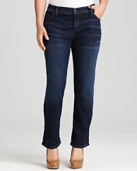 Perfect your off-duty look in these James Jeans boyfriend jeans, styled in a slightly slouched silhouette that's lightly whiskered for timeworn appeal. Perfect your off-duty look in these James Jeans boyfriend jeans, styled in a slightly slouched silhouette that's lightly whiskered for timeworn appeal.