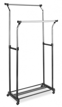 Whitmor 6021-368 Ebony Chrome Double Adjustable Garment Rack Whitmor 6021-368 Ebony Chrome Double Adjustable Garment Rack