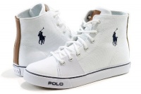Polo Ralph Lauren Boy's Fashion Sneaker Cantor Mid White Canvas Shoes Sz. 7 Polo Ralph Lauren Boy's Fashion Sneaker Cantor Mid White Canvas Shoes Sz. 7
