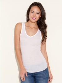 GUESS Dainty Double-V Sleeveless Tank, TRUE WHITE (XS)