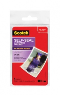 Scotch Self-Sealing Laminating Pouches, Gloss Finish, 2.5 Inches x 3.5 Inches, 5 Pouches (PL903G) Scotch Self-Sealing Laminating Pouches, Gloss Finish, 2.5 Inches x 3.5 Inches, 5 Pouches (PL903G)