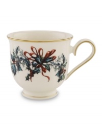 For nearly 150 years, Lenox has been renowned throughout the world as a premier designer and manufacturer of fine tableware. This year, begin a cherished holiday tradition with the festive Winter Greetings dinnerware collection. Its resplendent pattern of red and gold bows accented with sprigs of holly is fresh and lively on snowy white china, making your entertaining table a bountiful expression of holiday cheer. For nearly 150 years, Lenox has been renowned throughout the world as a premier designer and manufacturer of fine tableware. This year, begin a cherished holiday tradition with the festive Winter Greetings dinnerware collection. Its resplendent pattern of red and gold bows accented with sprigs of holly is fresh and lively on snowy white china, making your entertaining table a bountiful expression of holiday cheer.