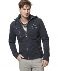 Stay ahead of the style curve with this light weight hooded jacket from X-Ray. Stay ahead of the style curve with this light weight hooded jacket from X-Ray.