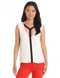 BCBGMAXAZRIA Women's Danica Cutout Top, Off White, Large BCBGMAXAZRIA Women's Danica Cutout Top, Off White, Large