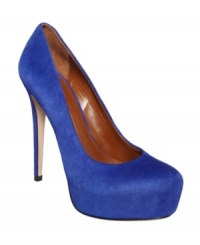 Luxe suede on Boutique 9's Kimberly platform pumps adds punch to an already-classic silhouette. Luxe suede on Boutique 9's Kimberly platform pumps adds punch to an already-classic silhouette.