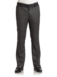 THE LOOKAllover micro plaid patternFelted waistband with belt loops and raw edgesHook-and-eye closure with interior button tabButton flySide zip pocketsBack button welt pocketTHE FITRise, about 13Inseam, about 31½THE MATERIALWoolPartially linedCARE & ORIGINDry cleanMade in Italy THE LOOKAllover micro plaid patternFelted waistband with belt loops and raw edgesHook-and-eye closure with interior button tabButton flySide zip pocketsBack button welt pocketTHE FITRise, about 13Inseam, about 31½THE MATERIALWoolPartially linedCARE & ORIGINDry cleanMade in Italy