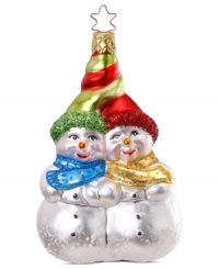 Joined at the hip! This festive ornament represents the spirit of holiday joy and love. Mouth-blown and hand-painted in signature Inge-Glas craftsmanship. Joined at the hip! This festive ornament represents the spirit of holiday joy and love. Mouth-blown and hand-painted in signature Inge-Glas craftsmanship.