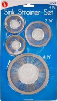 Set of 4 Tub Mesh Sink Strainer, Stainless