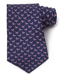 Artful dragonflies buzz across this handsome classic tie crafted in lavish Italian silk from Salvatore Ferragamo. Artful dragonflies buzz across this handsome classic tie crafted in lavish Italian silk from Salvatore Ferragamo.