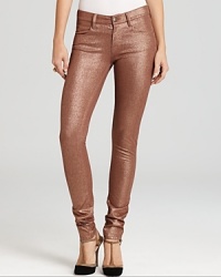 Take a walk on the shiny side in a dazzling French Connection pants, with a curve-hugging skinny leg for an eye-catching look fit for festivities. Take a walk on the shiny side in a dazzling French Connection pants, with a curve-hugging skinny leg for an eye-catching look fit for festivities.