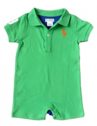 Ralph Lauren Layette Boys Big Pony Color-Block Shortall, Tiller Green, 9 M Ralph Lauren Layette Boys Big Pony Color-Block Shortall, Tiller Green, 9 M