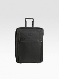 Signature nylon bag features a removable garment sleeve, interior accessories pocket, exterior pockets and an Add-a-Bag strap--with its wider front, this case is designed to meet carry-on regulations for flights within Europe. Top, side and bottom carry handles Telescoping handle Zip closure Exterior front u-zip and zip pockets Interior front zip pocket Tumi Tracer protection 20W X 15¾H X 8½D Imported Signature nylon bag features a removable garment sleeve, interior accessories pocket, exterior pockets and an Add-a-Bag strap--with its wider front, this case is designed to meet carry-on regulations for flights within Europe. Top, side and bottom carry handles Telescoping handle Zip closure Exterior front u-zip and zip pockets Interior front zip pocket Tumi Tracer protection 20W X 15¾H X 8½D Imported