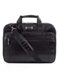 Keeping tabs on business for you, this Florencia portfolio houses two file dividers, a padded laptop compartment and multiple organizer pockets that hold a place for all of your business essentials. The rich full grain cowhide leather exterior adds sophistication, while the double-gusseted construction ensures flexible storage space for new projects on the horizon. Limited lifetime warranty. Keeping tabs on business for you, this Florencia portfolio houses two file dividers, a padded laptop compartment and multiple organizer pockets that hold a place for all of your business essentials. The rich full grain cowhide leather exterior adds sophistication, while the double-gusseted construction ensures flexible storage space for new projects on the horizon. Limited lifetime warranty.
