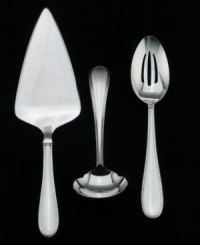 Only the renowned design of Vera Wang with the legendary craftsmanship of Wedgwood could combine to create the exquisitely detailed Lace flatware collection. Featuring a fine lace-inspired scroll edging and classic teardrop-shaped handles in stainless steel for a flawless presentation every day. Includes a cake server, gravy ladle and pierced tablespoon. Only the renowned design of Vera Wang with the legendary craftsmanship of Wedgwood could combine to create the exquisitely detailed Lace flatware collection. Featuring a fine lace-inspired scroll edging and classic teardrop-shaped handles in stainless steel for a flawless presentation every day. Includes a cake server, gravy ladle and pierced tablespoon.
