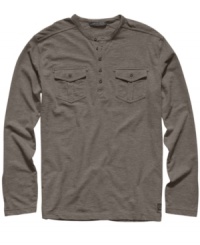 Help your casual look fall in line with this military-inspired henly from Sean John. Help your casual look fall in line with this military-inspired henly from Sean John.