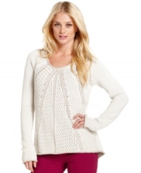 Add instant texture to skinny pants in this swingy sweater from Calvin Klein Jeans. Add instant texture to skinny pants in this swingy sweater from Calvin Klein Jeans.