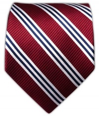 100% Silk Woven Burgundy Bar Striped Tie 100% Silk Woven Burgundy Bar Striped Tie