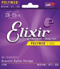 Elixir Strings Acoustic Guitar Strings, 6 String, Medium POLYWEB Coating Elixir Strings Acoustic Guitar Strings, 6 String, Medium POLYWEB Coating