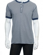 Club Room Tsunami (navy and white) Horizontal Stripes SS Henley Shirts