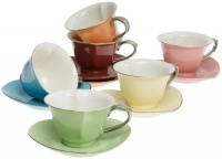 Classic Coffee & Tea Inside Out Heart Cups & Saucers, Set of 6, Assorted/Platinum, 3 Oz. Classic Coffee & Tea Inside Out Heart Cups & Saucers, Set of 6, Assorted/Platinum, 3 Oz.