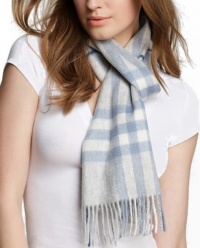Burberry Giant Check Cashmere Scarf in Dove Blue Check Burberry Giant Check Cashmere Scarf in Dove Blue Check