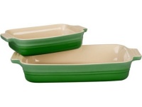 Le Creuset 10.5x7-in. Rectangular Stoneware Baker with Bonus, Fennel