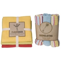 Now Designs Floursack Towel and Dishcloth Set of 6, Crystal