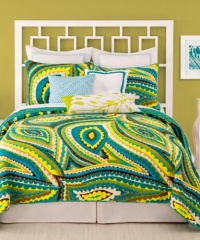 Trina Turk Vivacious Full/Queen Coverlet, 90 by 90-Inch, Green/Yellow Trina Turk Vivacious Full/Queen Coverlet, 90 by 90-Inch, Green/Yellow