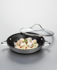 Like the name implies, this 12 nonstick covered pan will become an everyday essential! Part of the contemporary nonstick collection, it has a unique vessel shape and hard-anodized construction. Loaded with intelligent features like a capacity indicator line on the rim, a durable tempered glass lid and ergonomic handles that stay cool during stovetop cooking. Like the name implies, this 12 nonstick covered pan will become an everyday essential! Part of the contemporary nonstick collection, it has a unique vessel shape and hard-anodized construction. Loaded with intelligent features like a capacity indicator line on the rim, a durable tempered glass lid and ergonomic handles that stay cool during stovetop cooking.