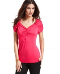 A more sultry alternative to the classic tee, August Silk's sleek stretch jersey top is defined by its charming sweetheart neckline and flattering ruched details. A fitted silhouette keeps the look effortlessly chic. A more sultry alternative to the classic tee, August Silk's sleek stretch jersey top is defined by its charming sweetheart neckline and flattering ruched details. A fitted silhouette keeps the look effortlessly chic.