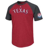 MLB Texas Rangers Big Leaguer Fashion Crew Neck Ringer T-Shirt, Red Pepper Heather/Charcoal Heather MLB Texas Rangers Big Leaguer Fashion Crew Neck Ringer T-Shirt, Red Pepper Heather/Charcoal Heather