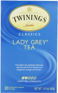 Twinings Lady Grey Tea, Tea Bags, 20-Count Boxes 1.41 ozs., (Pack of 6) Twinings Lady Grey Tea, Tea Bags, 20-Count Boxes 1.41 ozs., (Pack of 6)