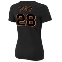 MLB San Francisco Giants Buster Posey Black Crew Neck Women's T-Shirt, Black MLB San Francisco Giants Buster Posey Black Crew Neck Women's T-Shirt, Black
