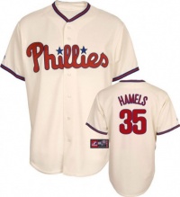 MLB Philadelphia Phillies Cole Hamels Ivory Alternate Short Sleeve 6 Button Synthetic Replica Baseball Jersey Spring 2012 Men's MLB Philadelphia Phillies Cole Hamels Ivory Alternate Short Sleeve 6 Button Synthetic Replica Baseball Jersey Spring 2012 Men's