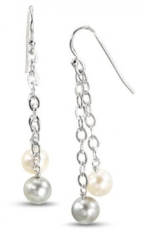 CleverEve Designer Series .925 Dangling Potato Pearl & Round Bead Sterling Silver Earrings CleverEve Designer Series .925 Dangling Potato Pearl & Round Bead Sterling Silver Earrings