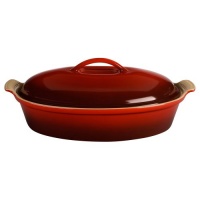 Le Creuset Stoneware 4-Quart Covered Oval Casserole, Cherry Le Creuset Stoneware 4-Quart Covered Oval Casserole, Cherry