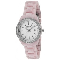 Fossil Women's ES2688 Pink Plastic Analog Quartz Watch with White Dial