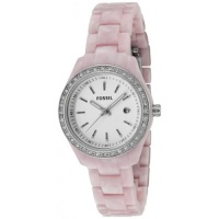 Fossil Women's ES2688 Pink Plastic Analog Quartz Watch with White Dial Fossil Women's ES2688 Pink Plastic Analog Quartz Watch with White Dial