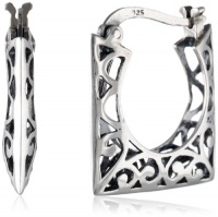 Sterling Silver Bali Inspired Filigree Square Hoop Earrings
