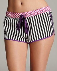 For nights when solids won't do, there's Juicy Couture's luxe striped boxers with a polka-dot waistband and contrast trim. For nights when solids won't do, there's Juicy Couture's luxe striped boxers with a polka-dot waistband and contrast trim.