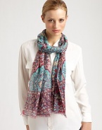 An Eastern-inspired, Kashmiri carpet print adds pizzazz to a sumptuous cashmere scarf.Cashmere28 X 80Dry cleanImported