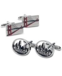 Both beautiful and recognized landmarks captured on these cufflinks by Geoffrey Beene. Both beautiful and recognized landmarks captured on these cufflinks by Geoffrey Beene.