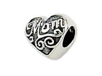 Zable(tm) Sterling Silver Mom Heart Shape Bead / Charm