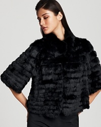 Endlessly luxe tiers of supple, soft kid fur trickle down Armani's cropped coat, an effortless cold-weather layer that instantly lends a dressed up look. Endlessly luxe tiers of supple, soft kid fur trickle down Armani's cropped coat, an effortless cold-weather layer that instantly lends a dressed up look.