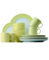 Rosenthal's Sunny Day dinnerware set shines on casual tables with buttery yellow accents in durable, double-fired porcelain. Combine with striped Sunny Day pieces for an ultra-stylish statement.