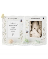 Only the best for baby. This Butterfly Meadow picture frame from Lenox combines the colorful garden motif parents love with cute animal figurines and the phrase, There is a garden... in every childhood. Only the best for baby. This Butterfly Meadow picture frame from Lenox combines the colorful garden motif parents love with cute animal figurines and the phrase, There is a garden... in every childhood.