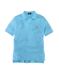 Rendered in lightweight, breathable cotton mesh, this classic polo features the requisite embroidered pony at the chest. Rendered in lightweight, breathable cotton mesh, this classic polo features the requisite embroidered pony at the chest.