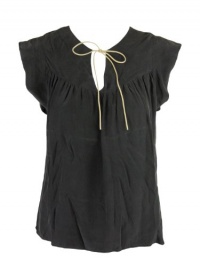 Ulla Johnson Womens Yvette Silk Leather Tie Blouse Top Ulla Johnson Womens Yvette Silk Leather Tie Blouse Top